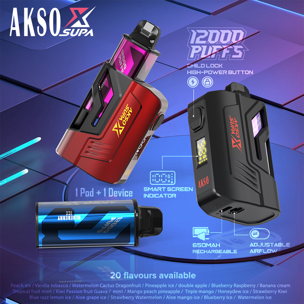 SUPA X - Botón de impulso de 650 mAh (recargable) y 12000 inhalaciones 