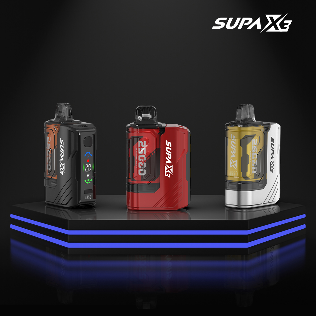 SUPA X3 - Cápsula precargada de 25.000 inhalaciones - Potencia variable - Modo de impulso con un botón - Opción de cápsula recargable